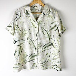 Linden Hill Silk Button Down Short Sleeve Shirt L